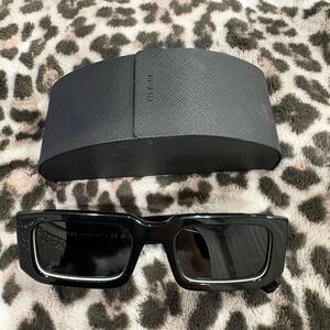 Prada Black Rectangular Sunglasses with Matching Black Case